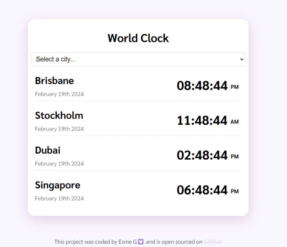 World Clock Project